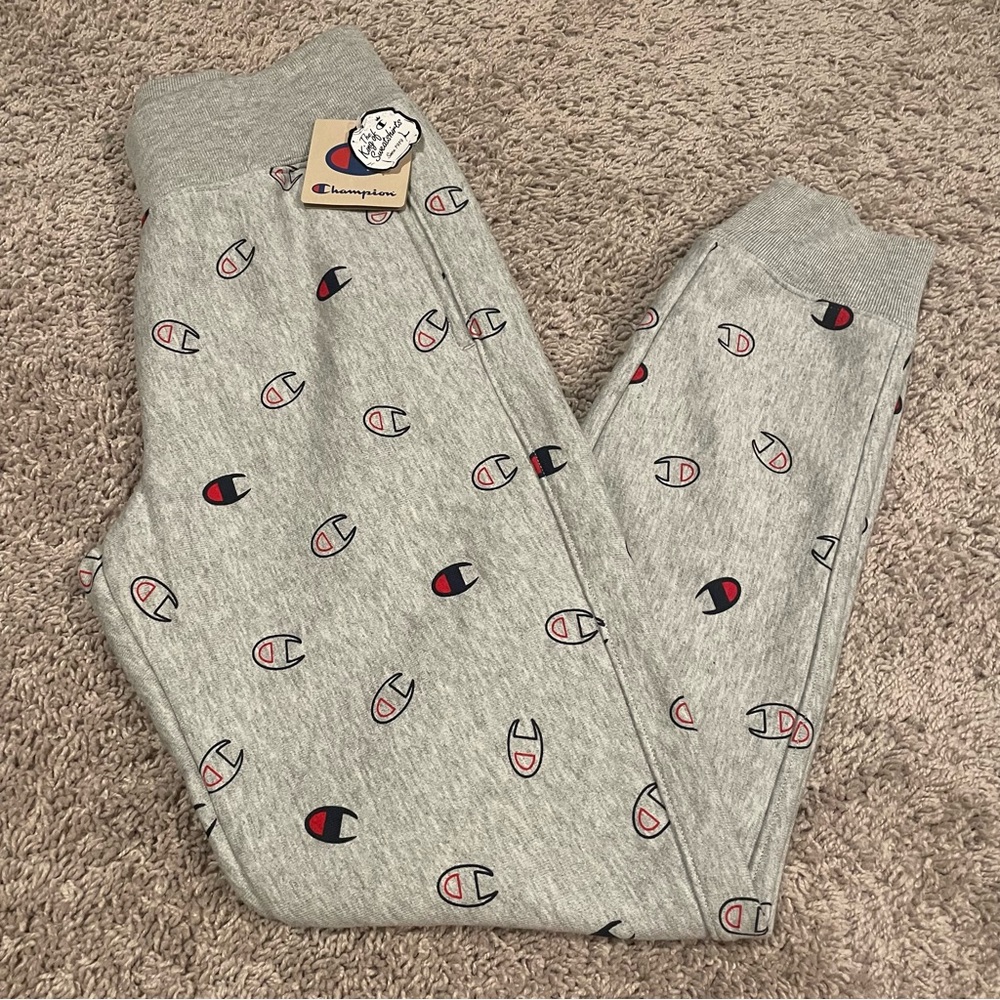 Champion joggers gray tossed c logos New With tag